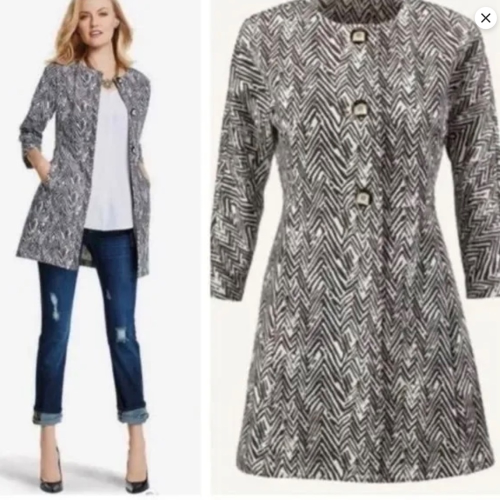 CAbi Zigzag 3/4 Sleeved Button Up Ponte Jacket Style 3034 Size S